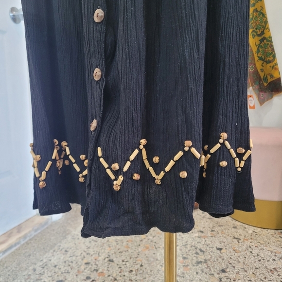 Lizsport Black Button-Down Skirt with Gold Accents - Picture 2 of 6